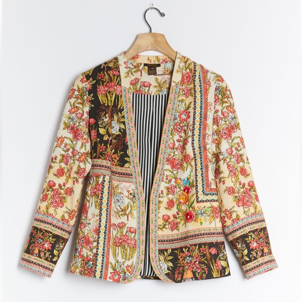 NWT ANTHROPOLOGIE Vineet Bahl Floral Print Blazer Size 1X